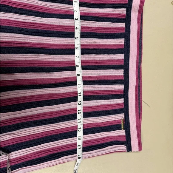 Michael Michael Kors Ribbed Knit Midi Skirt – Pink Stripe | Size L - Picture 7 of 7